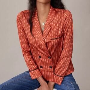 Anthropologie x Hutch Orange Rita Button Down Double Breasted Blouse